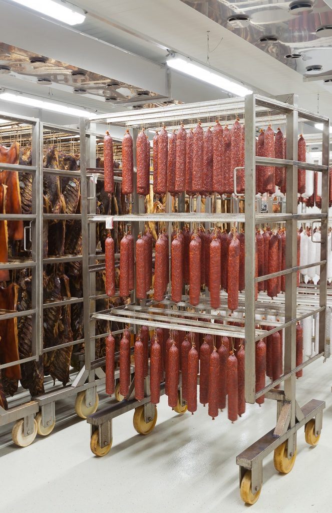 Dehumidifier in cold room for drying salami and sausages